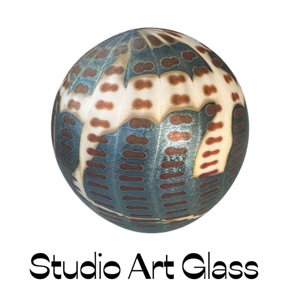 VTG Collectible Studio Art Handblown Glass Sphere Paperweight Iridescent Colors